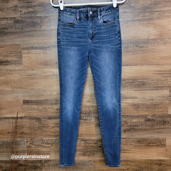 American Eagle Jeans 2 L Super Hi Rise Jegging 360 Next Level Stretch - Picture 1 of 13
